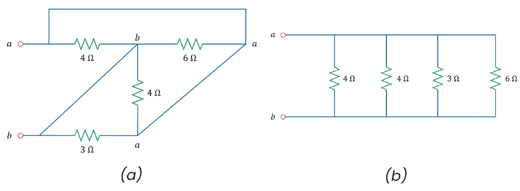 Diagram of a mixed series-parallel circuit from Mastering Circuits.