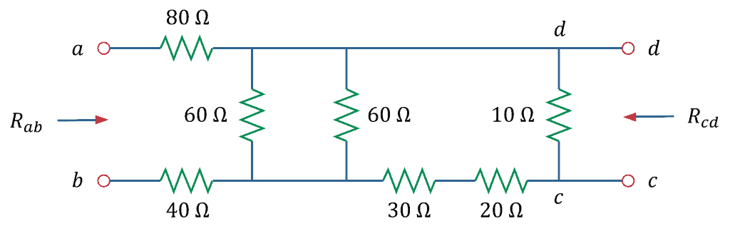 Diagram of a mixed circuit with resistors in series and parallel.